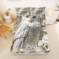 thumbnail image 4 of Manfei Emboss Owl Print King Sheets, White Floral Groovy Bedding, Off White, 4-Piece, 1 Flat Sheet, 1 Fitted Sheet and 2 Pillowcases, 4 of 6