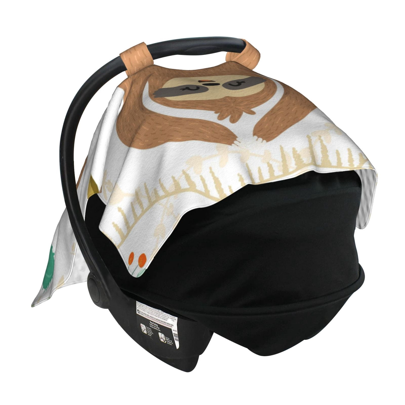 Naloa Cute Sloth In Yoga Pose Tree Baby Car Seat Cover, Breathable Baby Carrier Cover, Multiuse Baby Carrier Cover & Nursing Breastfeeding Cover