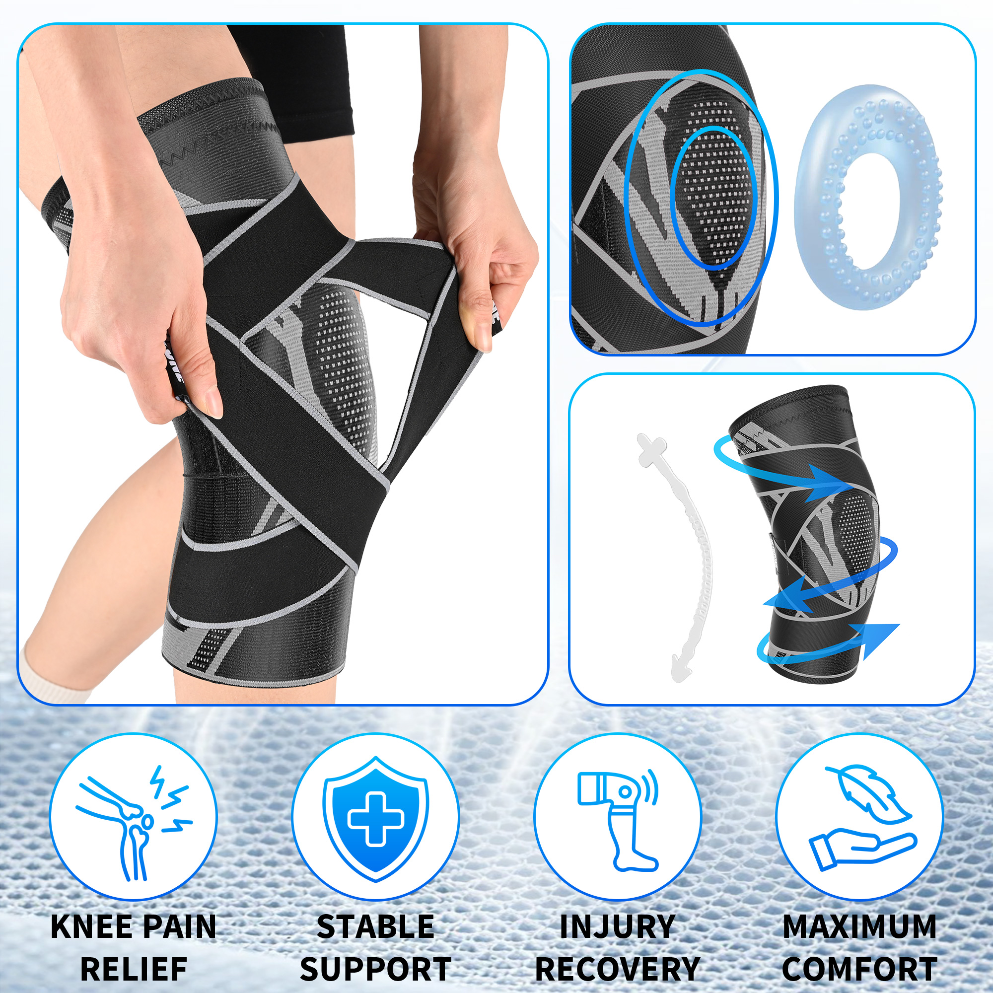 HLTHZONE Adjustable Compression Knee Brace photo 2
