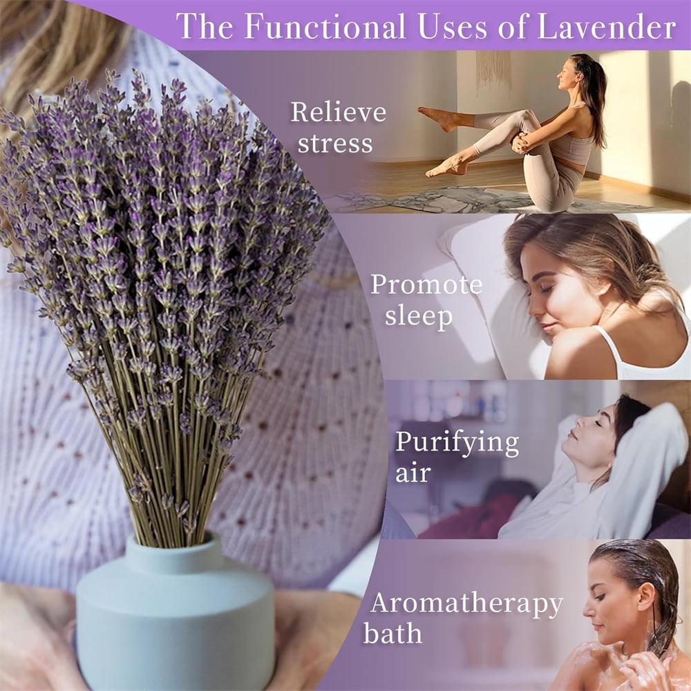 2 Pack Pure Natural Dried Lavender Flowers,Dried Flower Bundles for DIY Craft,Perfect Gift for Girls Women,Real Dried Lavender Bouquet,for Farmhouse Garden Home Decor