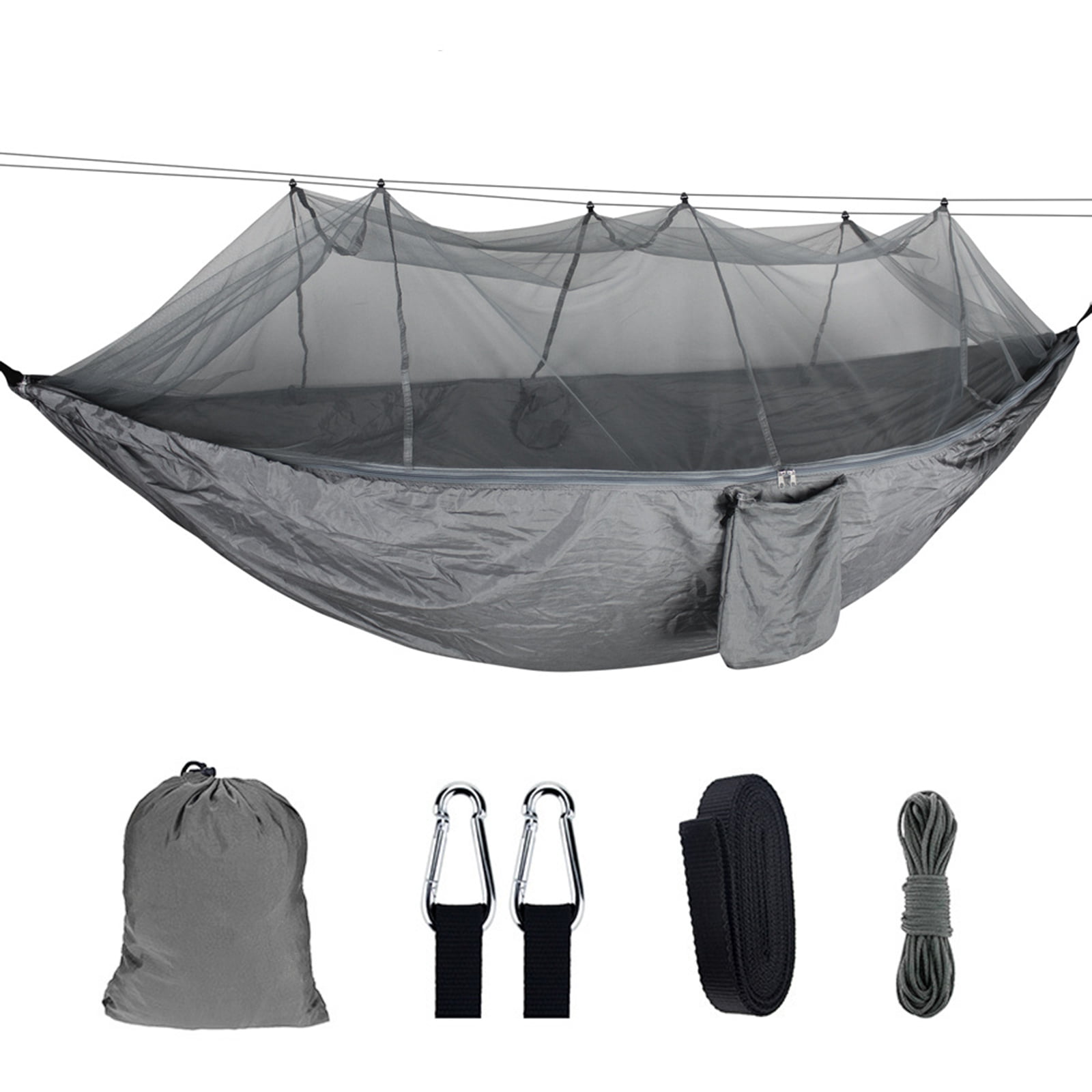 Parachute Double Hammock Mosquito Net Camping Hanging Bed Sleeping Nylon Fabric 