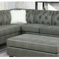 thumbnail image 4 of Contemporary Modern Living Room Sectional Sofa Set Slate Grey Beatheable Leatherette Tufted Loveseats Armless Chair Corner Wedge 4pc Set, 4 of 7