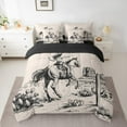 thumbnail image 2 of jejeloiu Southwestern Cowboys 7-Piece Bedding Comforter Set,Rustic Western Farmhouse King Bedding Sets,Brown Hand Drawn Bed Sheets For Men Women,Ultra Soft Home Decor Reversible, 2 of 8