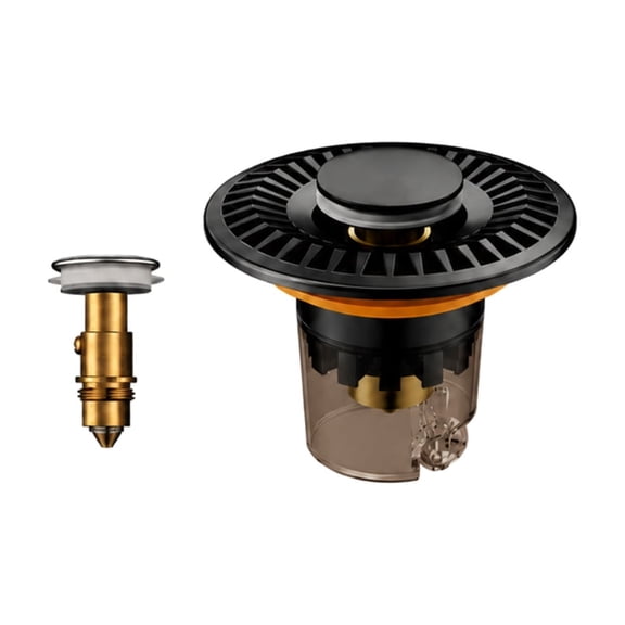 Bathroom Sink Pop Up Drain Core 3x2.4in Washbasin Bounce Plug Stopper with Anti-Clogging Filter Basket Stainless Steel Brass Pack for Vanity