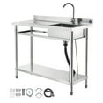 thumbnail image 1 of KFFKFF Stainless Steel Utility Sink, Free Standing Single Bowl Commercial Kitchen Sink with Faucet, Utility Left Basin Workbench with Hot & Cold Water Pipe, 1 of 9