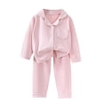 thumbnail image 1 of Gibobby Conjunto de pants para Niños pequeños, niñas, invierno, manga larga, color sólido, tops, pantalones, 2 piezas, conjuntos, ropa, conjunto, pijamas cálidos(Rosa, 3-4 Años), 1 of 4