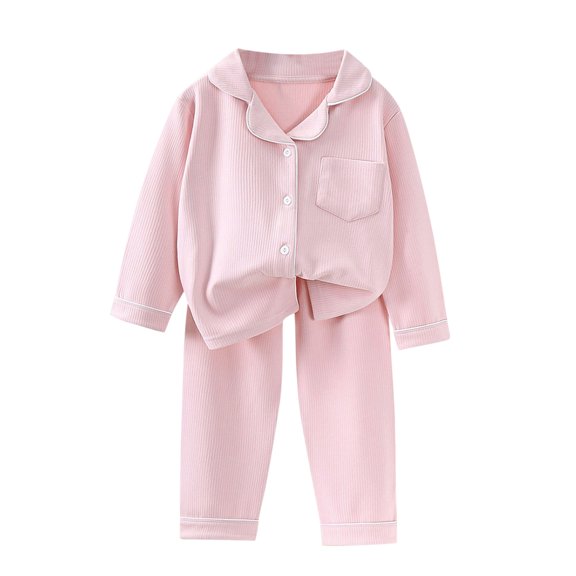Ketyyh-chn99 Kid Girls Boys Silk Satin Pajamas Set Button-Down PJs Sets Two-Piece Lounge Sets Long Sleeve Sleepwear Pink,18-24 Months