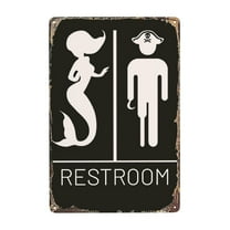 Funny Mermaid Pirate Vintage Bathroom Sign Pirate Gifts Nautical Beach Boat Themed Gifts Bathroom Wall Decor 12" * 8"