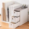 thumbnail image 3 of pitrice Book Storage Box Holder Bookend Drawers Business Multipurpose Plastic Brush for Dormitory Pen Pencils Organizing Gray, 3 of 9
