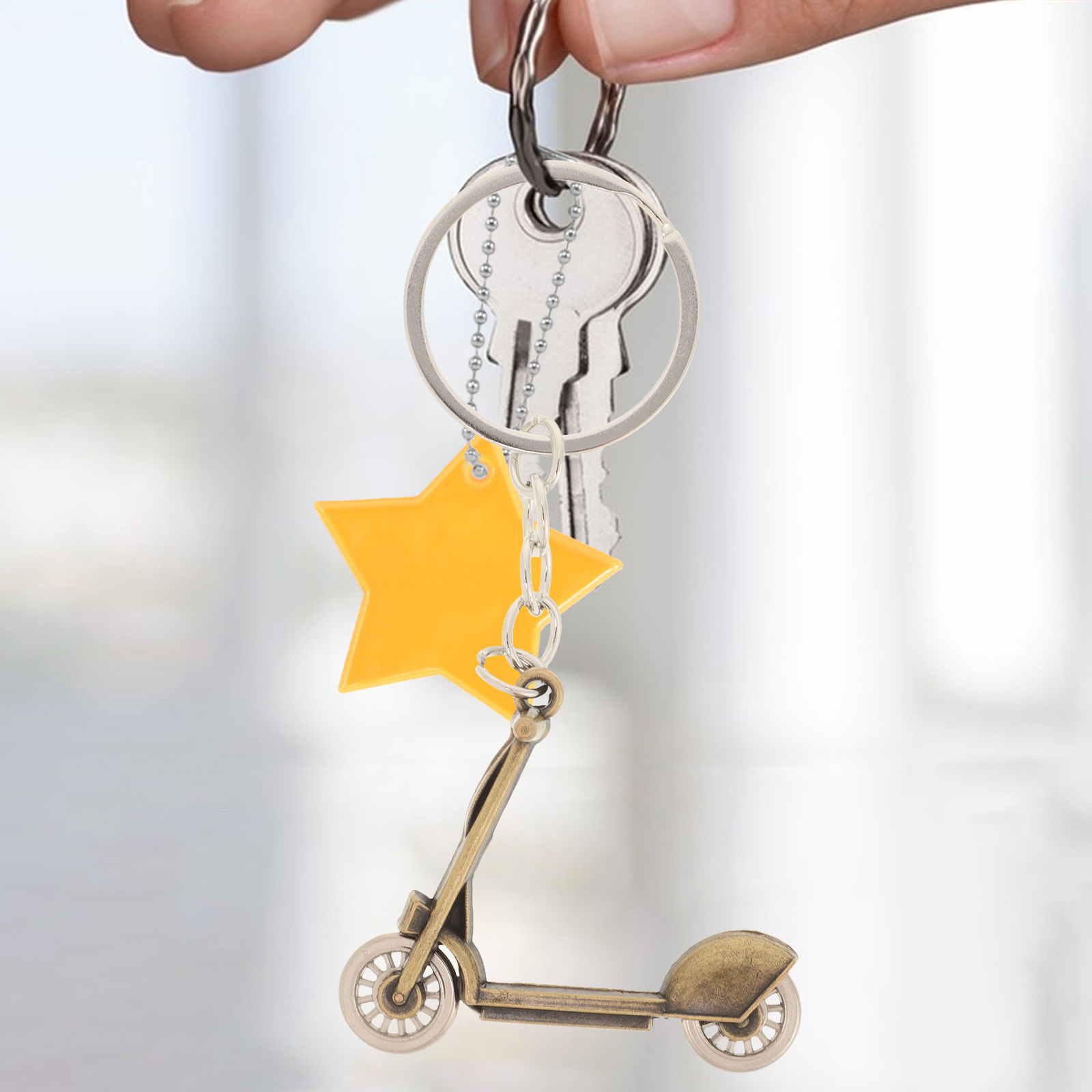 Porte-clés Métal En Forme De Trottinette - Pendentif Décoratif Unique Pour Clés Ou Sac à Dos, Résistant