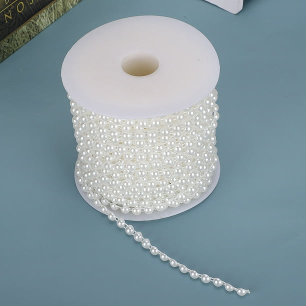 Cadena de perlas, 6 mm, 25 m, cadena de perlas falsas, decoración de bricolaje, la mejor en su clase