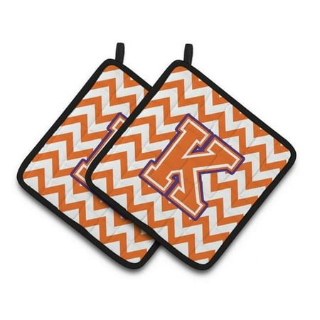 

Letter K Chevron Orange & Regalia Pair of Pot Holders