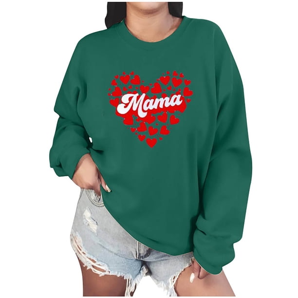 Penkiiy Mama Sweatshirt de manga larga Cheer Mom Shirt para Béisbol Fútbol Fútbol Baile Danza Sport Suéter Top S Verde