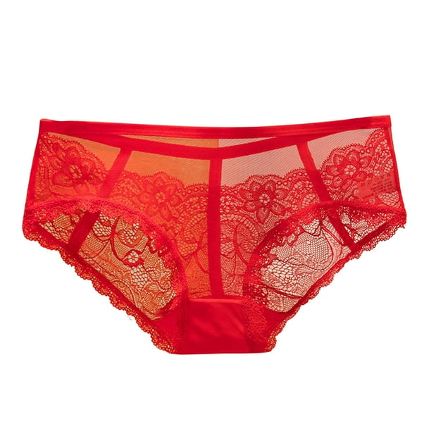 Gibobby Bragas elasticas para mujer Ropa interior para mujer bragas de encaje tiro bajo sin excavacion transpirable y bragas Rojo L Walmart en linea