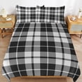 thumbnail image 6 of 3 Pcs Soft Bedding Set, Includes 1 Duvet Cover with Zipper And 2 Pillow Shams,Plaid Pattern Black And White Plaid Twin(86"x70"), 6 of 8