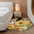thumbnail image 2 of Round Rugs 3Ft, Farmhouse Sunflowers Round Area Rug Washable Indoor Throw Carpet, Rustic Floral Buttterfly Wood Board Brown Small Non Slip Circle Rug for Bedroom Living Room Home Decor Aesthetic, 2 of 8