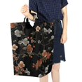 thumbnail image 4 of Yayeee Freestanding Laundry Hamper with Handle Collapsible Large Storage Basket for Clothes, Black Flowers, 4 of 7