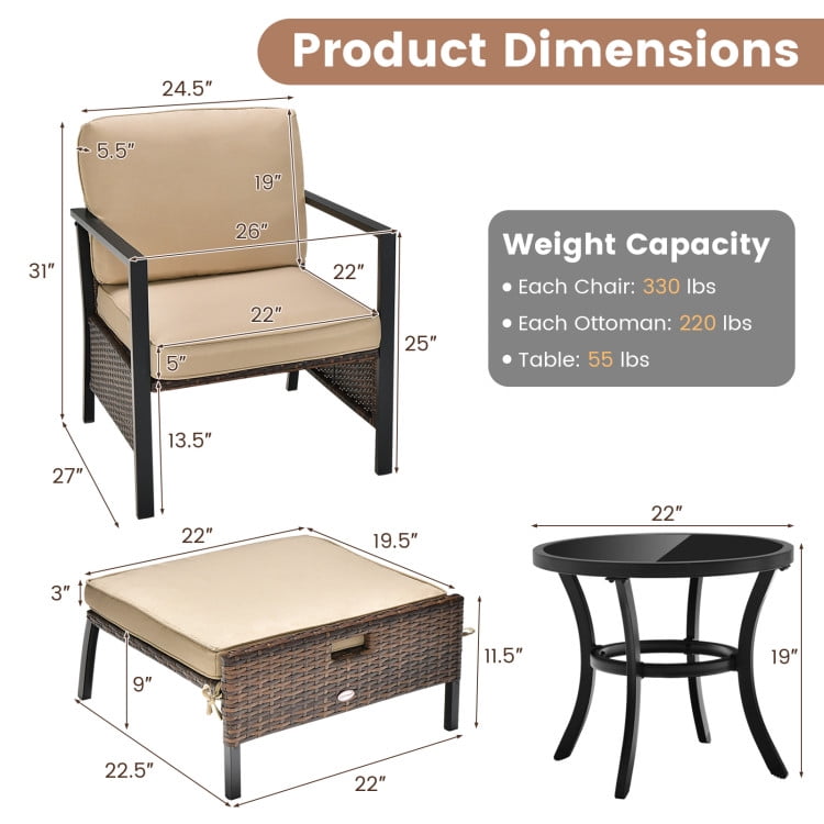 Aimee Lii 5 Pieces Patio Wicker Conversation Set, Outdoor Patio Sectional Furniture Set with Soft Cushions for Garden Yard Aimee Lii 5 Pieces Patio Wicker Conversation Set, Outdoor Patio Sectional Furniture Set with Soft Cushions for Garden Yard