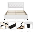 thumbnail image 6 of Homfa Full Size Bed Frame with Storage, PU Leather Upholstered Platform Bed with 2 Storage Drawers & Adjustable Button Headboard, White, 6 of 11