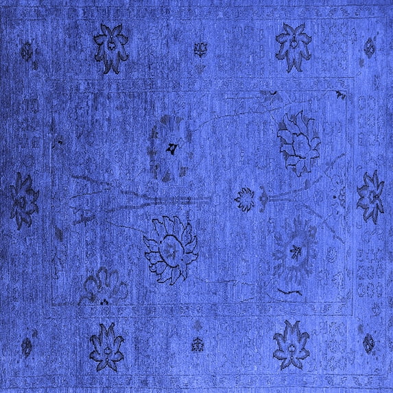 Ahgly Company Indoor Square Oriental Blue Industrial Area Rugs, 3' Square