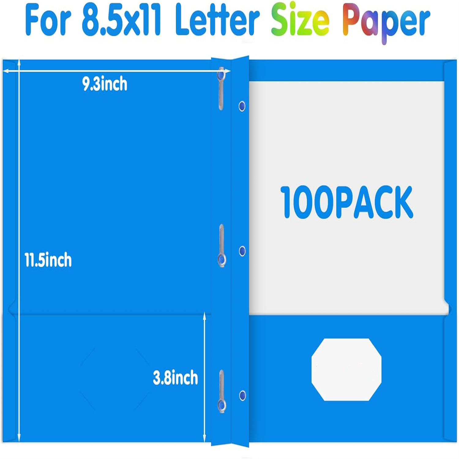Two Pocket Folder,  100 Pack 2 Pocket Folders with Prongs, Business Card Slots Letter Size Paper Folders Designed for Office and Classroom Use