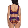 thumbnail image 3 of Kdxio Mardi Gras2 Print Women's 2 Piece High Waisted Wrap Spaghetti Strap Summer Swimsuit Bikini Set-Small, 3 of 7