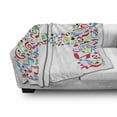 thumbnail image 3 of Letter H Soft Flannel Fleece Throw Blanket, Communication Tool Writing Language Element H Designed in Musical Notes Print, Cozy Plush for Indoor and Outdoor Use, 60" x 80", Multicolor, by Ambesonne, 3 of 6