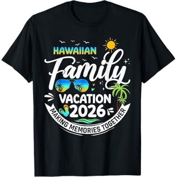 Brythos Tropical Hawaii Family Matching T-Shirts 2026 Beach Sunset Sunglasses Flip Flops Design
