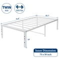 thumbnail image 6 of Lusimo 18 Inch Twin Metal Bed Frame with Under Bed Storage Heavy Duty Platform Bed Base Steel Slat Support Anti-Slip Easy Assembly, White, 6 of 12