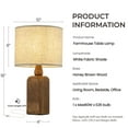 thumbnail image 3 of 18''Farmhouse Traditional Natural Brown Solid Wood Base Table Lamp with Beige Fabric Shade for Bedroom Living Room, 3 of 7