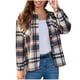 thumbnail image 2 of Puntoco Mujeres Autunm y Winter Plaid Impreso manga larga Turn-Down Collar Suit Cardigan Abrigo de lana tops Puntoco Puntoco-7484, 2 of 9