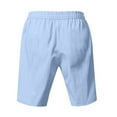 thumbnail image 4 of Coorders George Men’s Elastic Waist Cargo Shorts, Lightweight Linen Loose Fit Drawstring Short with Pockets, Light Blue, XXL, 4 of 9