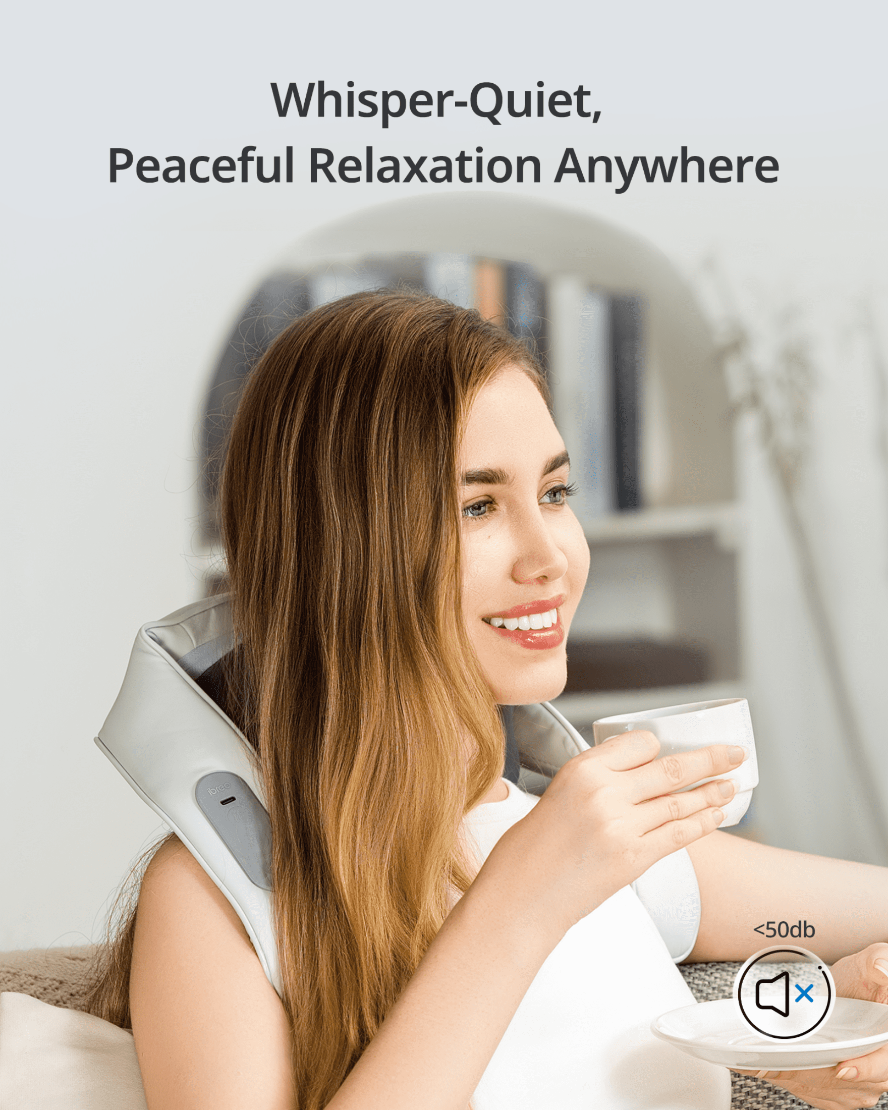 ibreo Cordless 6D Deep Tissue Kneading Shiatsu Neck & Shoulder Massager w/ Heat, Massage Head Adjustable, Lavender