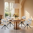 thumbnail image 4 of Xoenoiee Abstract Boho Geometric Art Print Velvet Curved Back Dining Room Chair Covers with Arms Stretch Swivel Bar Stool Chair Slipcover, Removable Vanity Office Desk Armchair Protector Covers, 4 of 7