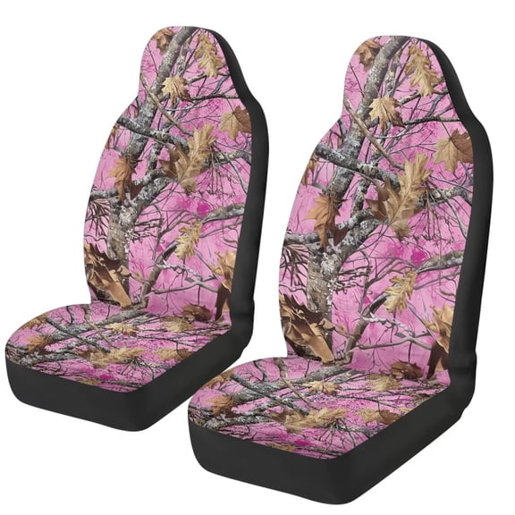 XYZCANDO Pink Camo Hunting Front Car Seat Cover Comfortable Automobile Front Seat Covers Stretch Polyester Fabric Cover Easy to Install and Clean Universal Fit for Cars SUV Sedans