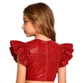 thumbnail image 5 of iiniim Girls Sparkle Sequin Dance Shirt Ruffle Sleeveless Crop Top For Jazz Hip-hop Stage Performance Red 12, 5 of 7