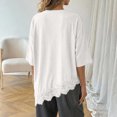 thumbnail image 5 of Asymmetrical Tunic Blouse for Women Summer Oversized Lace Trim T Shirts 2026 Casual Half Sleeve Hem Tops Loose Crewneck White XL, 5 of 7