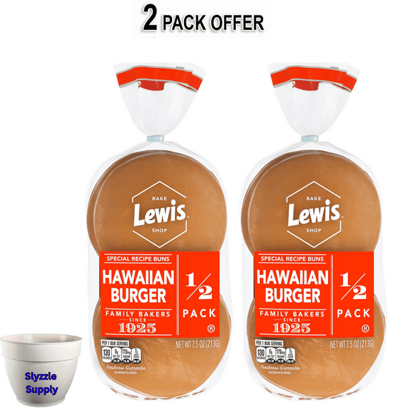 Lewis Bake Shop Hawaiian Half Pack Burger Buns, 7.5 oz, 4 Count