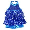 thumbnail image 4 of Sinleey Kids Girls Shiny Sequins Halter Ballet Dance Leotard Dress Latin Jazz Dancing Performance Costume Royal Blue 14, 4 of 7