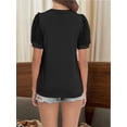 thumbnail image 2 of Womens Summer Tops Short Sleeve V Neck T Shirts Swiss Dot Puff Sleeve Tops Loose Casual Tshirts, 2 of 5