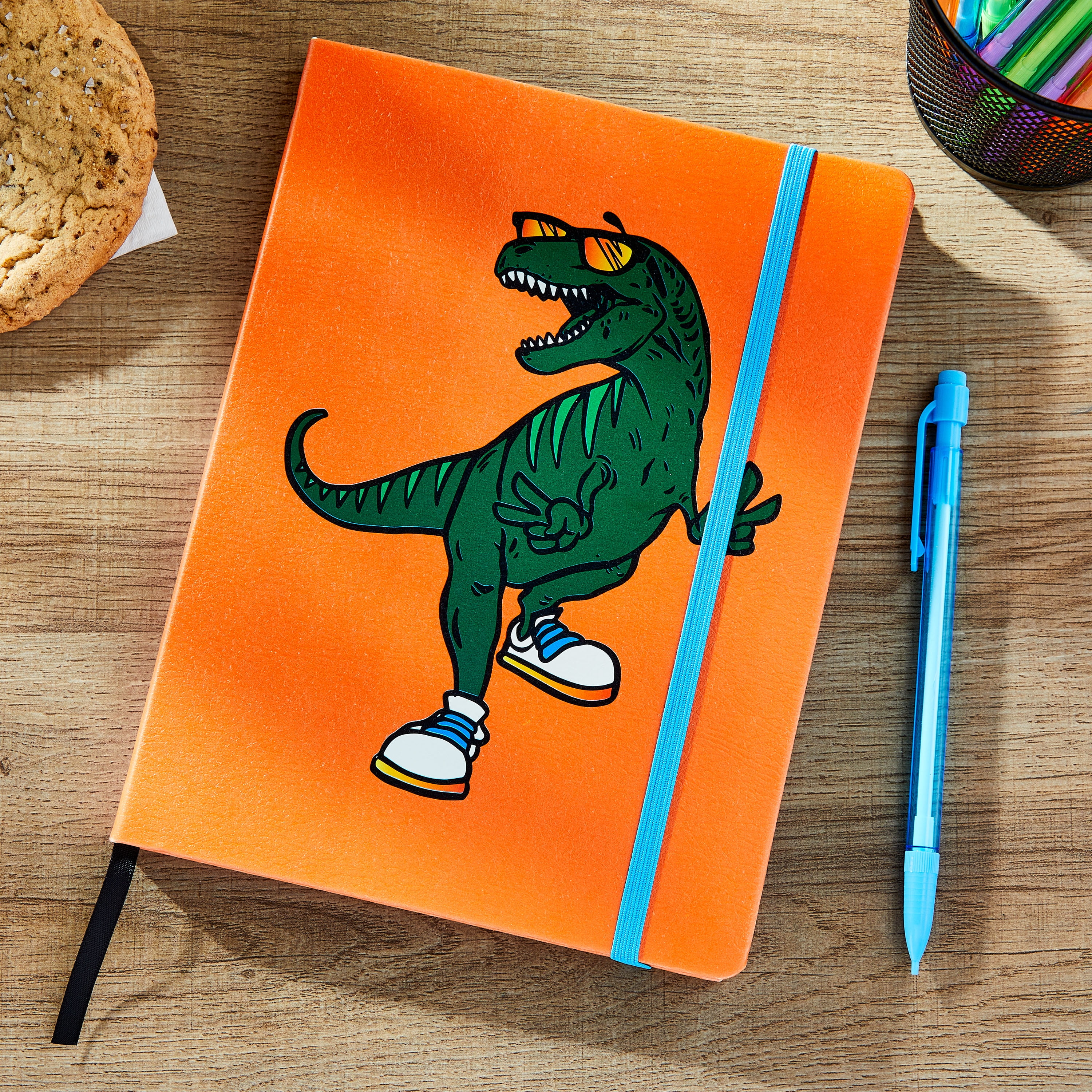 (3 pack) Pen+Gear Dinosaur Journal, 6" x 8", Orange Simulated Leather, 192 Ruled Pages