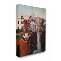 The Stupell Home Decor Collection Political Satire Gothic Farm Animal Painting Stretched Canvas Wall Art, 24 x 30
