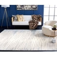 thumbnail image 3 of SAFAVIEH Abstract Greg Striped Wool Area Rug, Ivory/Light Blue, 5' x 8', 3 of 12