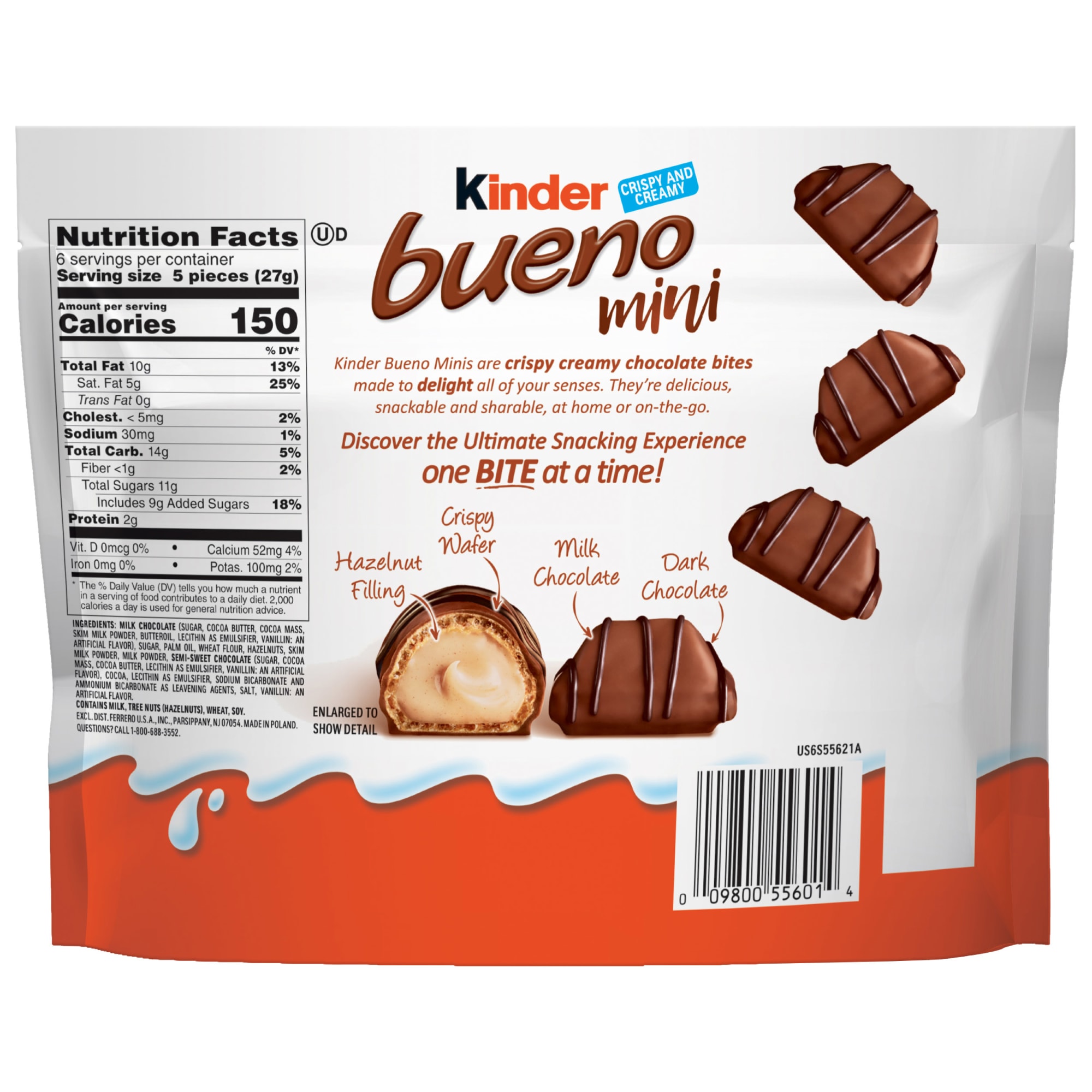 Kinder Bueno Mini, Milk Chocolate and Hazelnut Cream, Easter Basket Stuffers, 5.7 oz - image 9 of 11