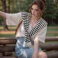 thumbnail image 5 of QASIEATN Women's Cozy Shawl Wraps Womens Striped Knitted Sweater Casual Shawl Scarf Cardigan Cape Coverup Shoulder Top Fall Fashion Accessories, 5 of 7