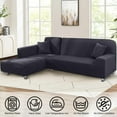 thumbnail image 6 of Sectional Couch Covers 2-Piece Softness L Shaped Sofa Cover Super Stretch L-Type Couch Slipcover with 2Pcs Pillowcases Sofa Slipcover 3 Seater + 3 Seater Furniture Protector (Dark Grey), 6 of 14