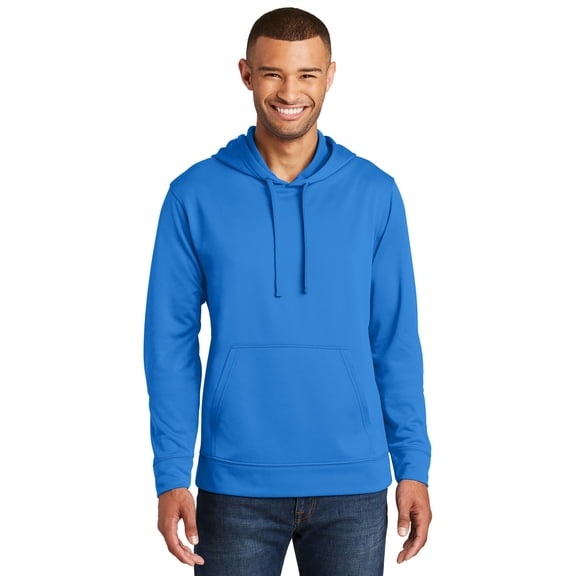 Port & Co Adult Male Men Hooded Plain Long Sleeves Sweatshirt Royal Small