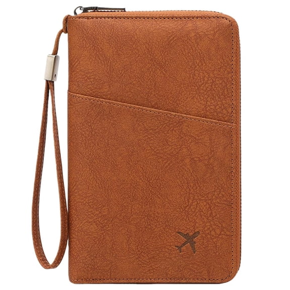 Compact Zippered Passport Holder With Blocker PU Wallet TravelAccessory
