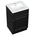 thumbnail image 7 of 20-inch black vanity cabinet with sink MDF material ceramic sink pre - drilled hole soft closing door for a quiet bathroom experience and storage, 7 of 7