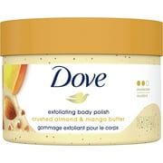 Dove Exfoliating Body Polish Renews Skin Crushed Almonds and Mango Butter Body Exfoliator 298 g (Pack of 1 OFFER)
